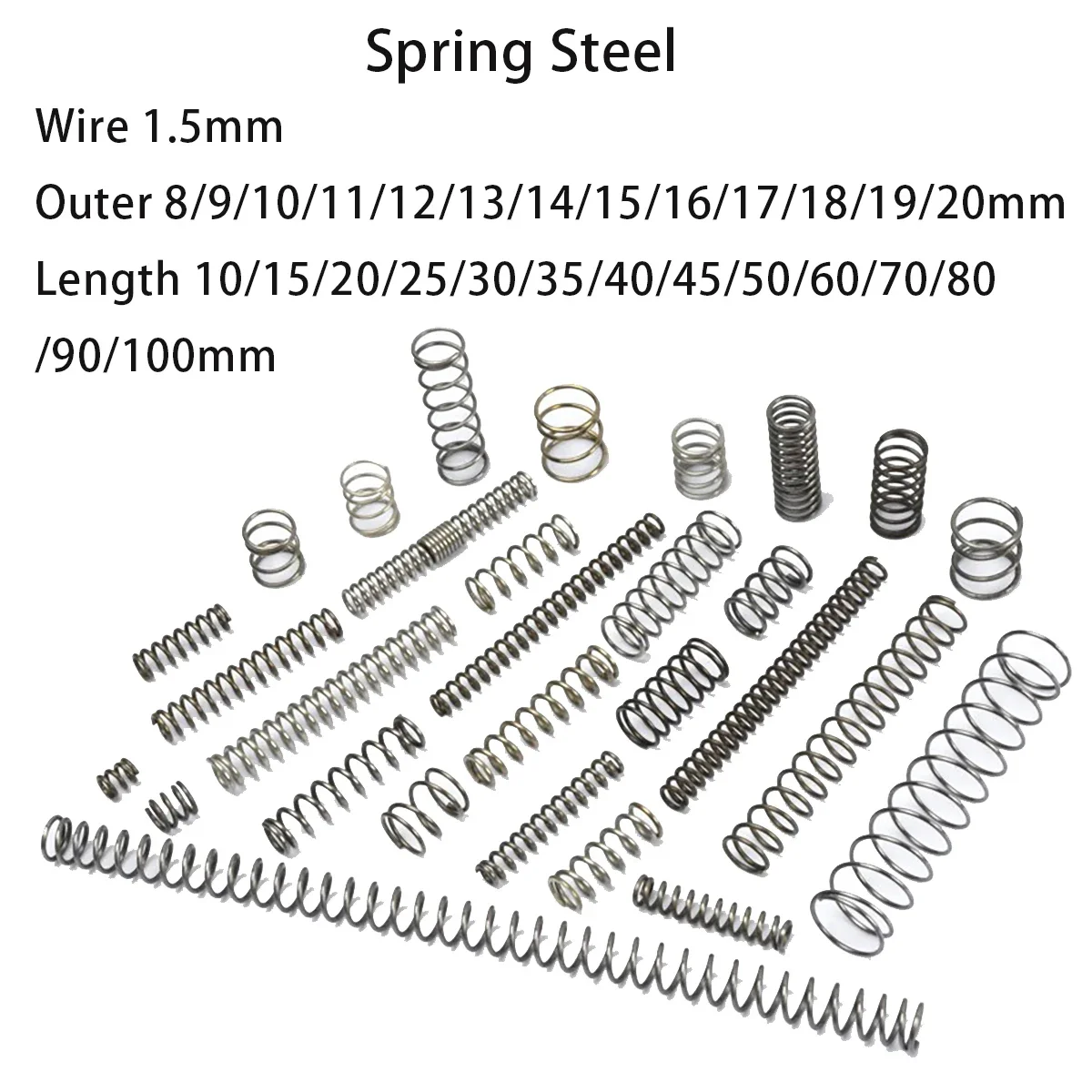 

Strong Steel Spring Compressed Miniature Ballpoint Pen Spring Wire 1.5mm Outer 8/9/10/11/12/13/14/15/16/17/18mm Length 10-100mm