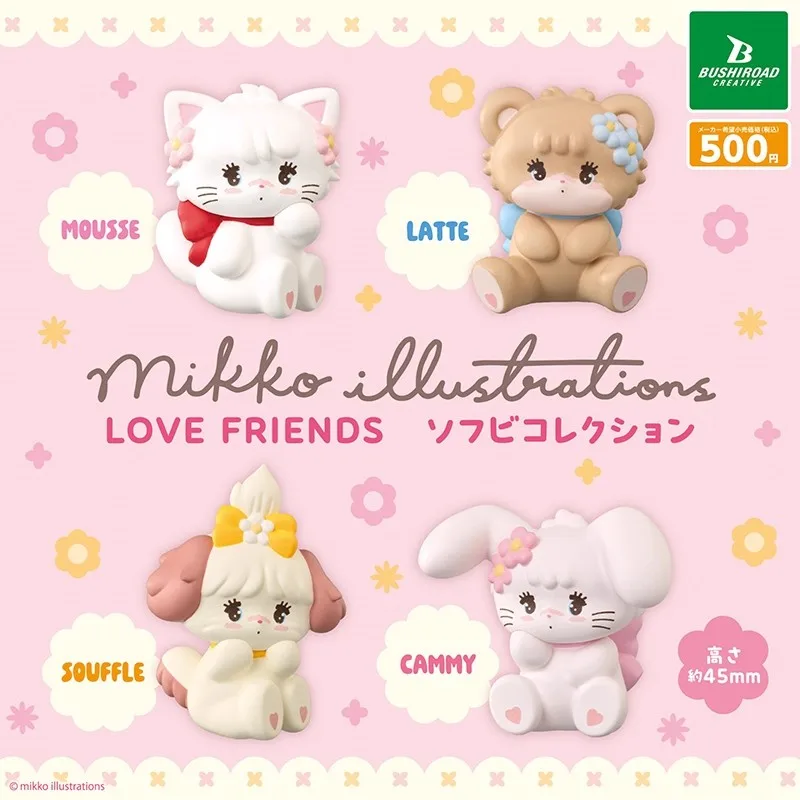 Original 4Pcs Gashapon MOUSSE mikko Love Friends Toys For Kids Gift Collectible Model Ornaments