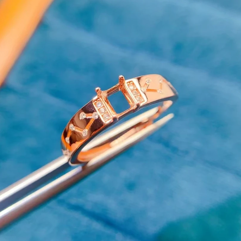

Pure 925 Silver Ring Setting 4mm*5mm Oval Gemstone Semi Mount Ring Setting with 3 Layers 18K Gold Plating