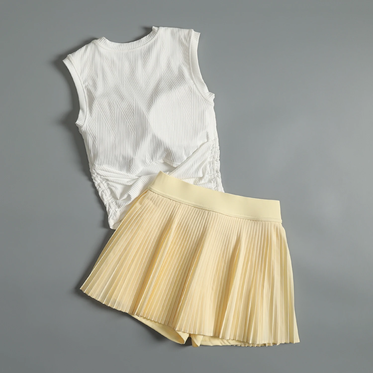 Badminton fitness suit for women in summer high-end running training quick drying clothes anti-exposed yoga sports pleated skirt