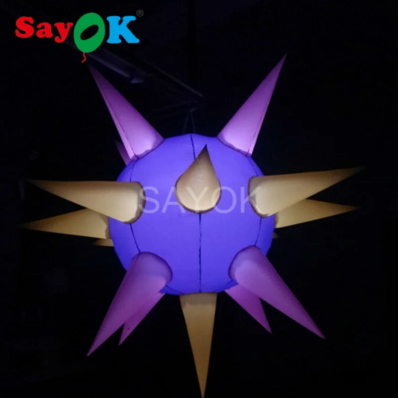 Inflatable Thorn Spiky Ball Inflatable Star Balloon Decoration Led Lighting For Party Stage Ceiling Restaurant Decoration