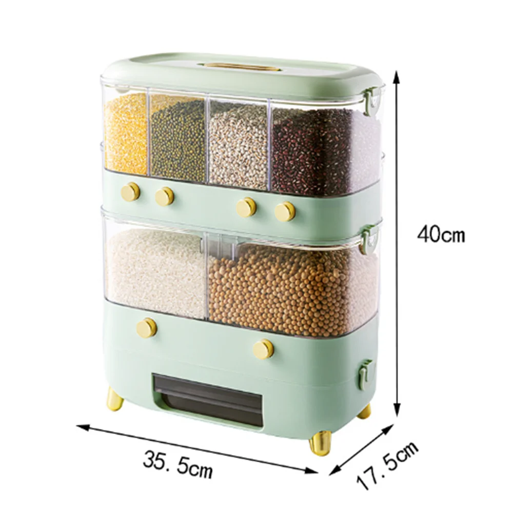 6 Grids Cereal Grain Dispenser  Sealed Rice Container Removable Beans Cereal Containers Storage