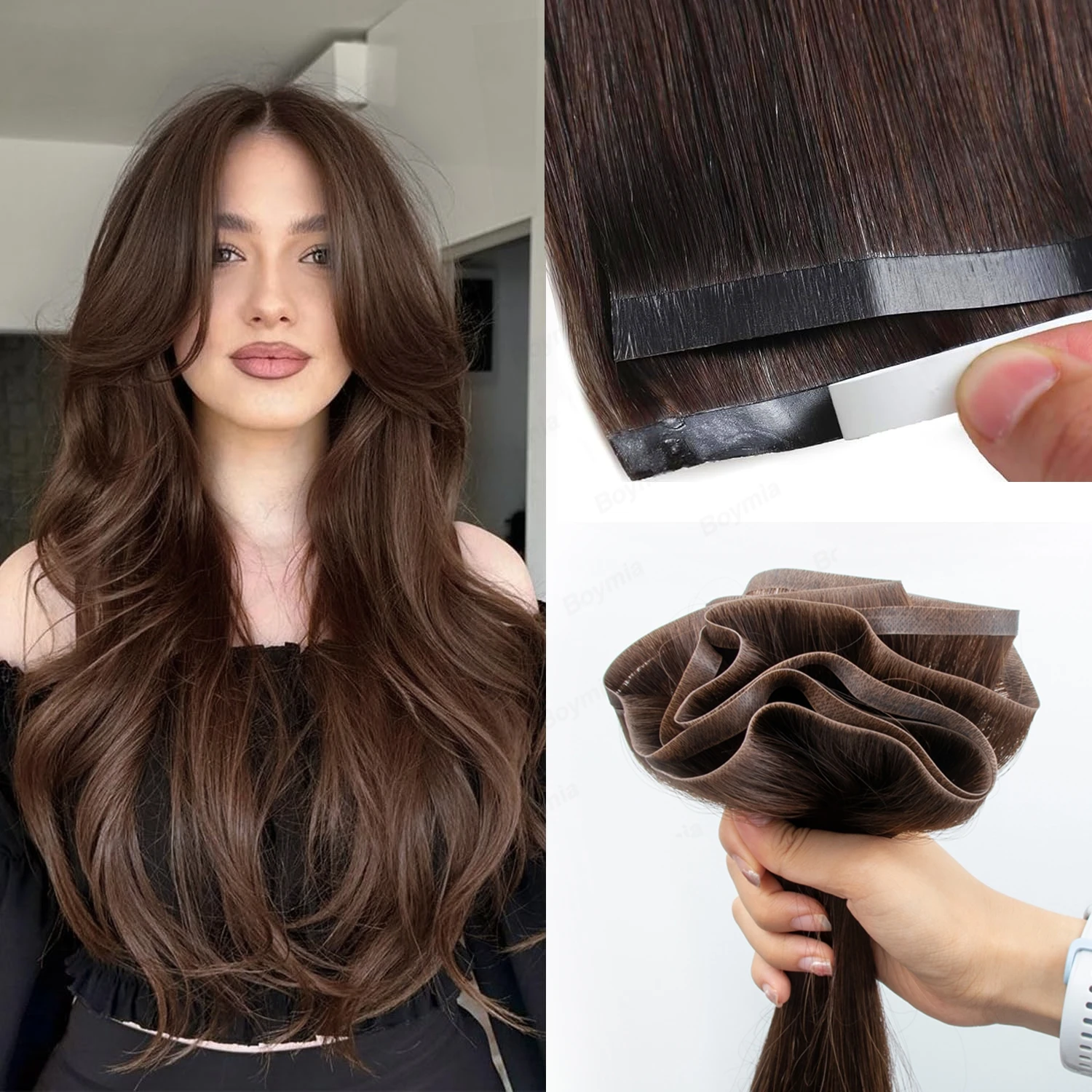 

Накладные пряди из натуральных волос 80-100 г, длинные плоские невидимые ленточные пряди, бесшовные, без клея, с полиуретановой основой, для наращивания волос