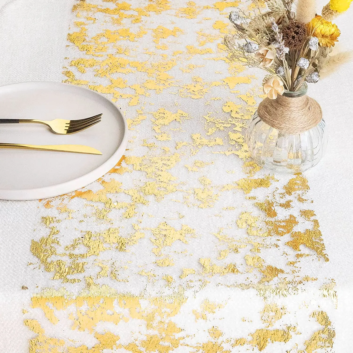 

Sparkle Metallic Gold Thin Table Runner Birthday Party Rose Gold/Silver Foil Thin Mesh Roll Decoration Wedding Supplies