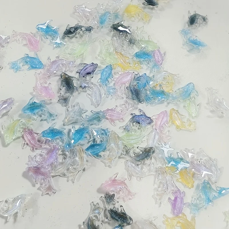 جديد لطيف صغير Kawaii اللون الأسماك الصغيرة تماثل صمغي الحرف شقة الظهر محدب جولة حلية صنع المجوهرات إكسسوارات الشعر (35 #6