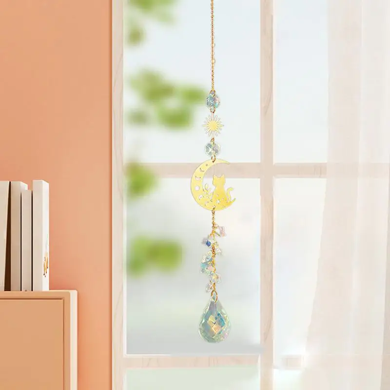 Crystal Moon Sun Catcher Hang Moon Sun Catcher Craft Pendant Decorative Rainbow Maker Suncatcher Sun Catchers Indoor Window for