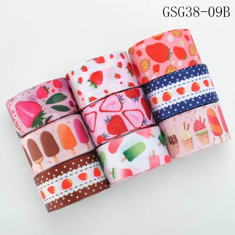 9 yards 38 mm Mixed set fruit & flowers pattern ribbon grosgrain tape ribbon 1Y/style