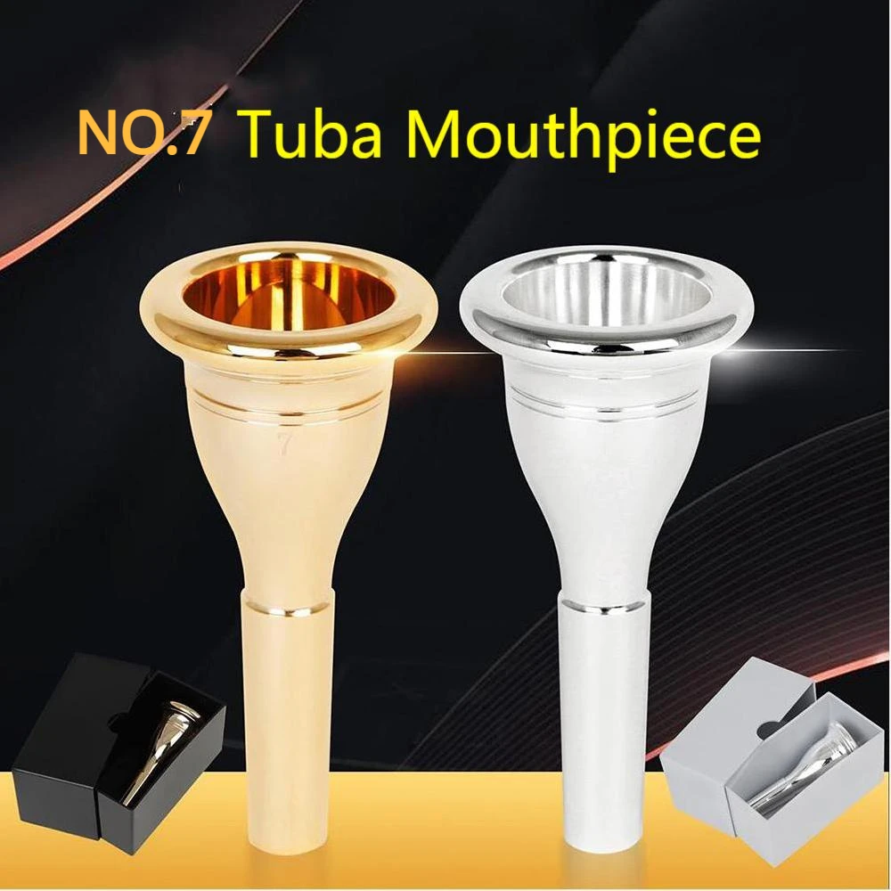 No. 7 Bass Tuba Mouthpiece 13.3mm Large Holding Horn Mouthpiece Silver Golden Music Parts Replacement Brass Instrument Accessory