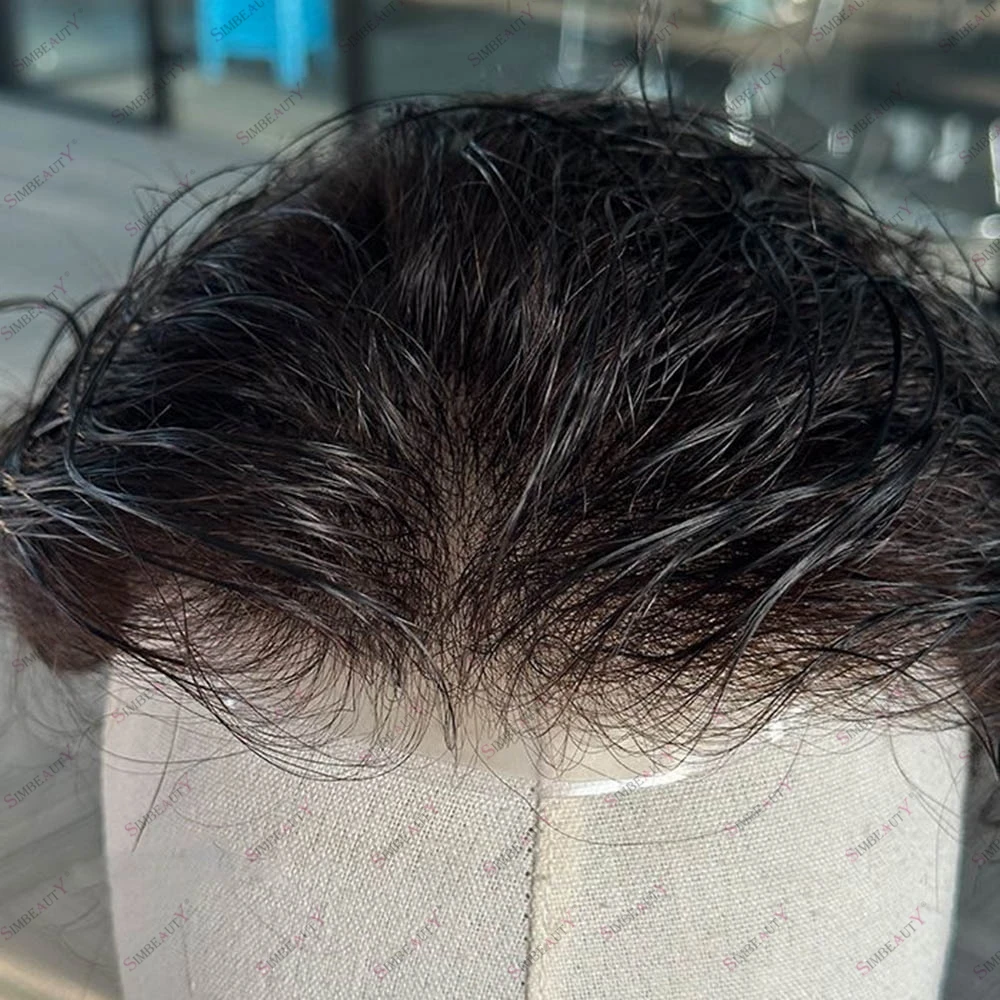 

Невидимый тонкий парик-накладка из натуральных волос для мужчин, 0.02 мм, незаметный, с естественной линией роста волос, V-образный, 90% плотность, для маскировки облысения