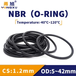 CS1.2/2/4mm OD5-200 NBR O Ring Seal Gasket Thickness Oil and Wear Resistant Automobile Petrol Nitrile Rubber O-Ring Waterproof