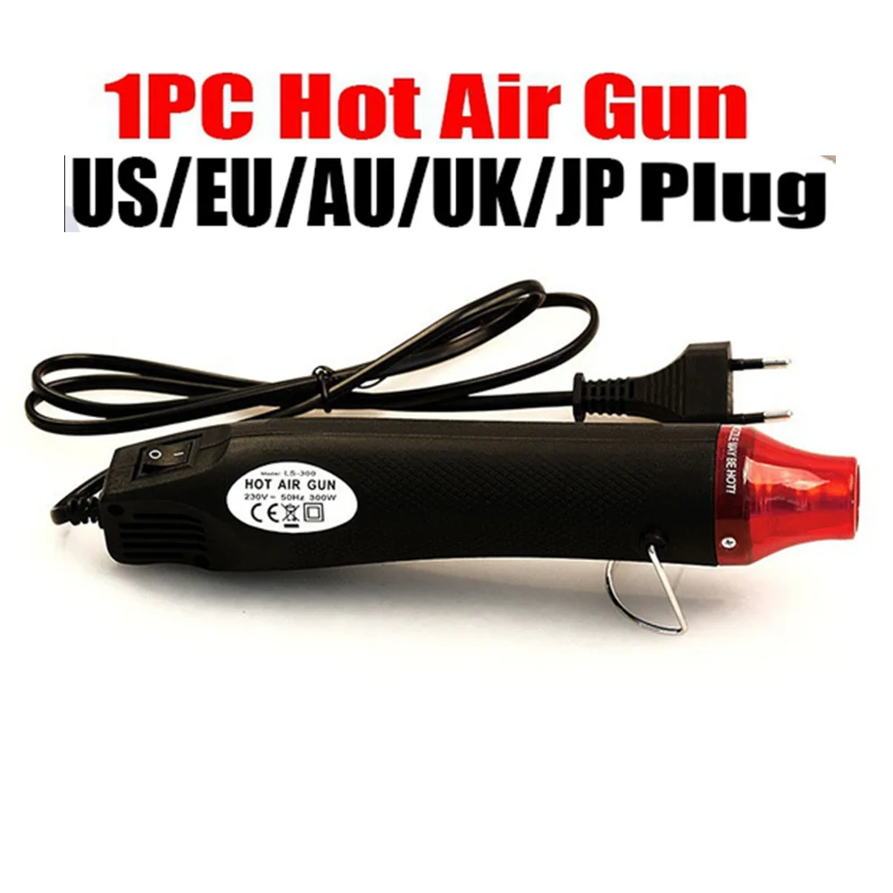 300W Electrical Mini Heat Gun Handheld Hot Air Gun with Colorful Heat Shrink Butt for DIY Craft Embossing Shrink Wrapping PVC