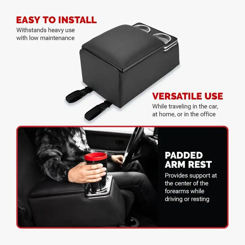 

Car Rear Seat Armrest Console Box Pad Portable Car Amrest Pillow Cover Height Pad Center Console Box For Cars, Central Armrest