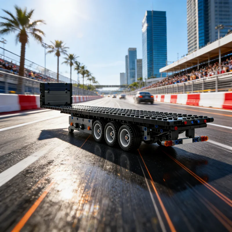 508 Piezas MOC Remolque de Plataforma de 3 Ejes Compatible con Bloques de Construcción de Modelos Técnicos, Regalos de Navidad, Idea Creativa de Bricolaje