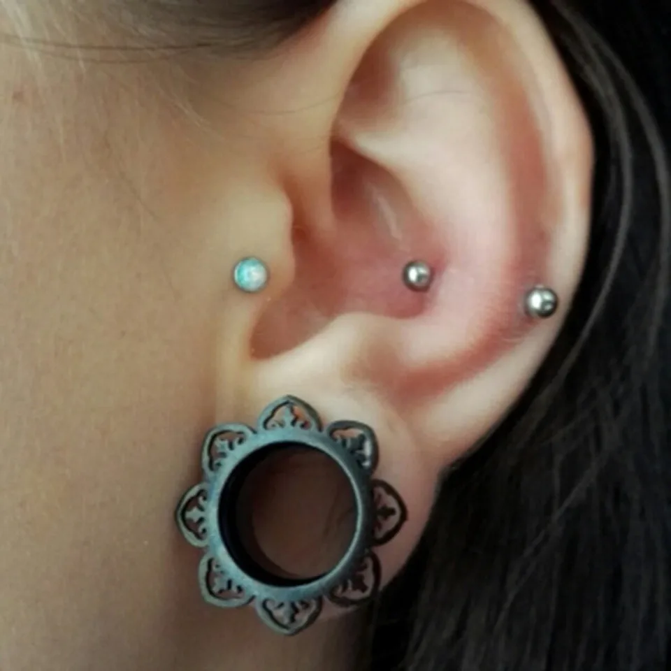 2-teiliges Edelstahl Punk Mode Hohl-Ohrtunnel-Set, Dilatator Piercing Schmuck 0g-5/8 Zoll – Detail 5