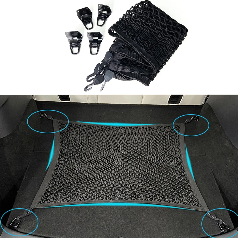 For Tesla Model Y Modificatio Trunk Storage Net with Hook Sea Travel Car Luggage Fixed Net Storage of Car Accessories 2021-2023