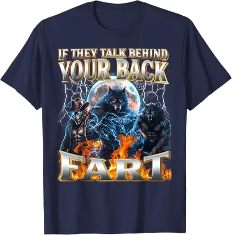 2026 NEUHEIT T-Shirts „Wenn sie hinter deinem Rücken reden“ Lustiges Alpha-Wolf-T-Shirt Y2K Herrenmode Ästhetische Kleidung – Detail 7