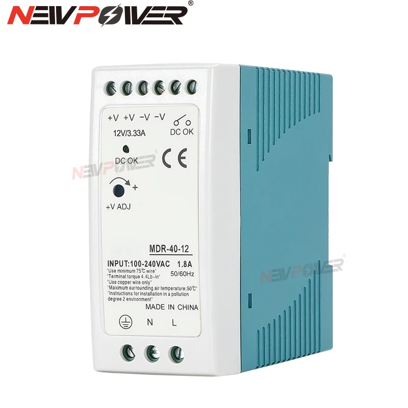 

MDR-40W 60W AC100-240V Входной мини-переключатель на DIN-рейку Трансформатор напряжения постоянного тока 5 В 12 В 15 В 24 В 48 В Направляющая промышленная направляющая