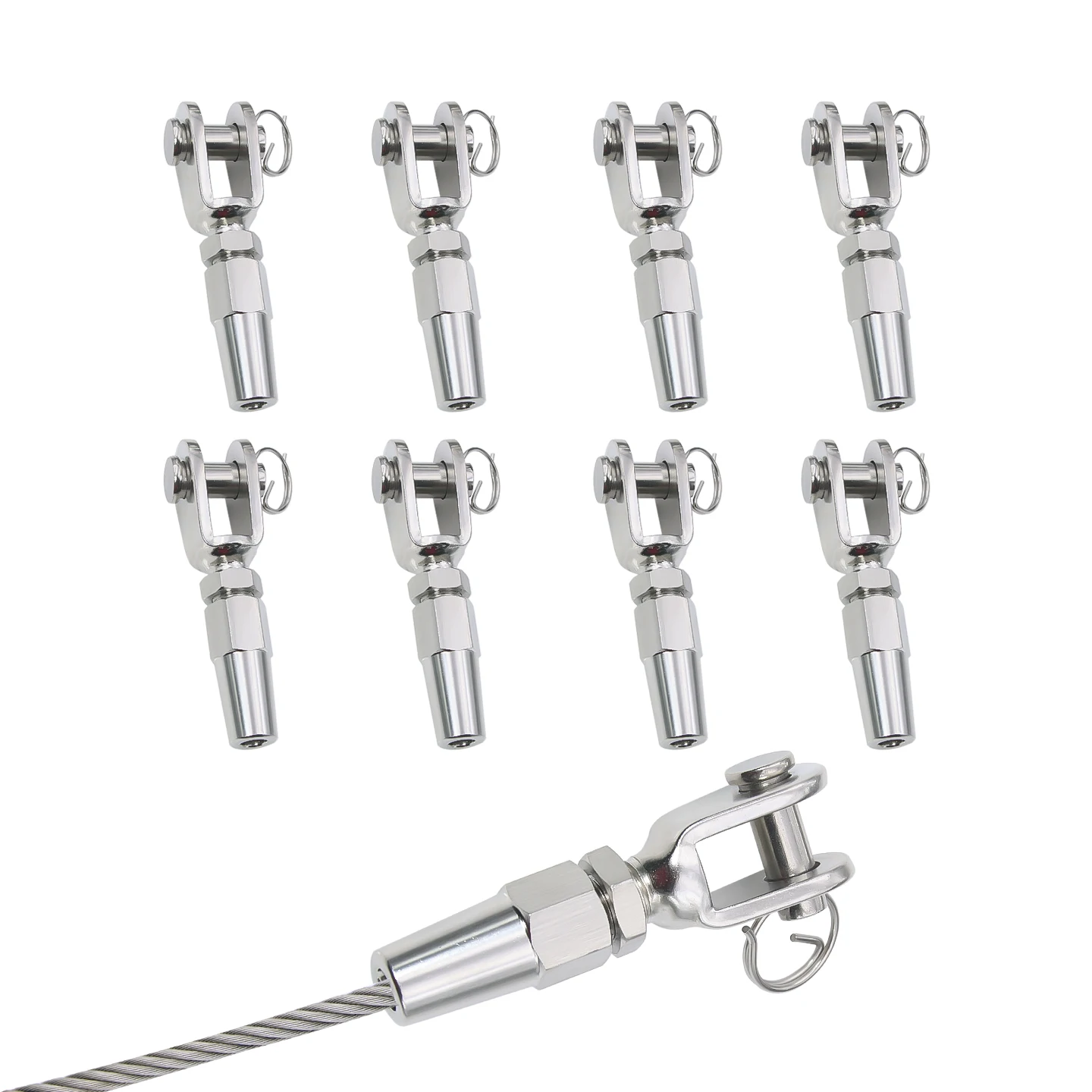 1 Piece of 304 Stainless Steel Cable Connection Rope Clamp, Used for Guardrails, Window Accessories, Easy to Adjust Length