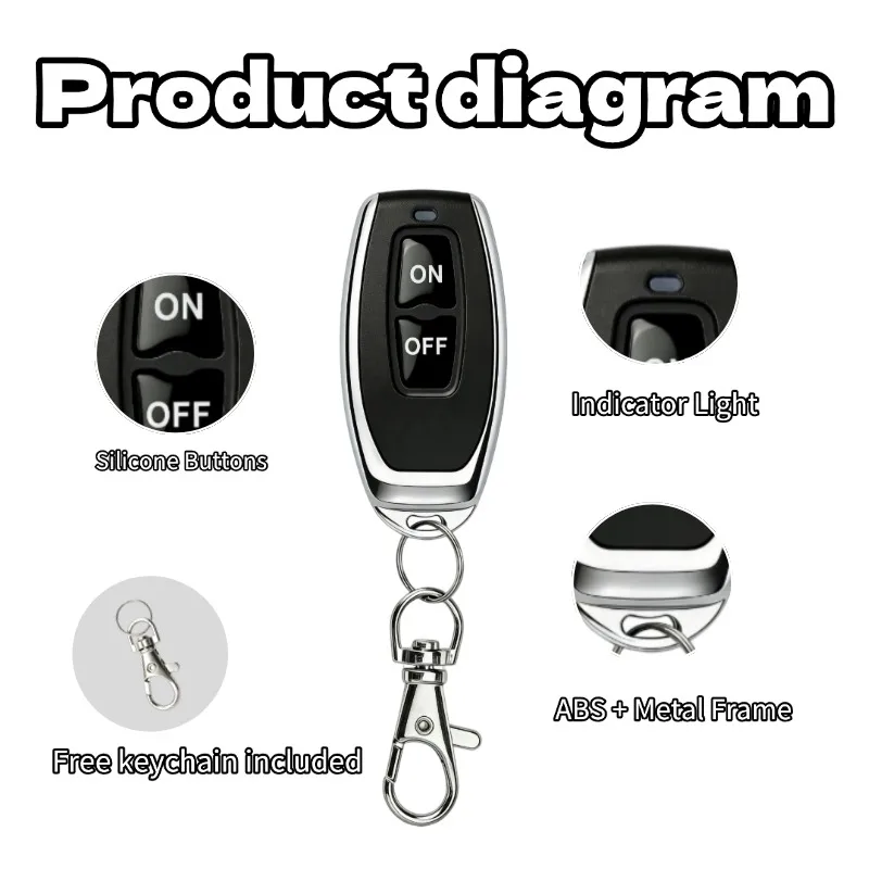 433Mhz Wireless Remote Control EV1527 Learning Code Transmitter 1/2 Buttons DC 12V 24V 10A RF Relay Receiver Switch 1 Channel