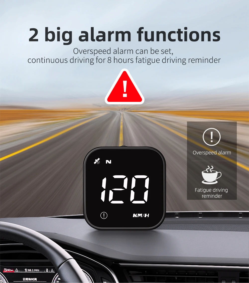 Auto-GPS-Head-Up-Display, LED-Smart-Digitaltacho, Fahrzeuggeschwindigkeitsanzeige G4S HUD, Autozubehör für alle Fahrzeuge mit Geschwindigkeitswarnung – Detail 17