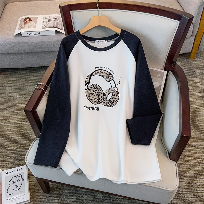 Picture 3: 175Kg Plus Size Women's Bust 170 Autumn Loose Round Neck Long Sleeved Contrasting Sweatshirt Black White 4XL 5XL 6XL 7XL 8XL 9XL