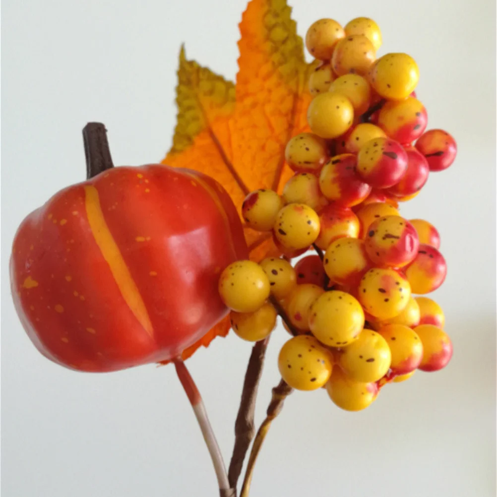 

2Pcs Harvest Festival Pumpkin Berry Decor Simulation Branch Realistic Autumn Maple Berries Rustic Farmhouse Style Home Party