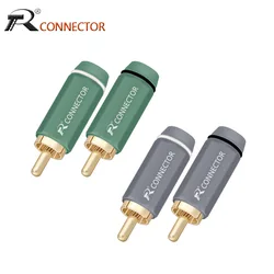 Soldered Copper RCA Connector with Colored Aluminum Shell Gold Plated RCA Male Plug Speaker Jack Plug RCA Cable Wire Connector