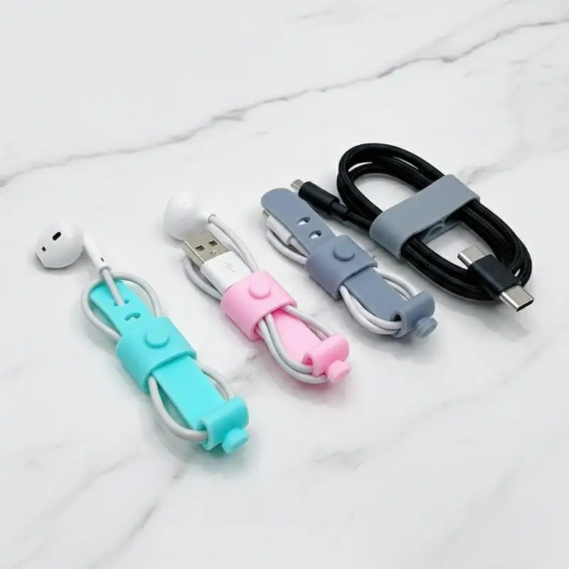 20Pcs Cable Organizer Silicone Wire Binding Data Cable Tie Management Bobbin Winder Marker Holder Tape Lead Straps