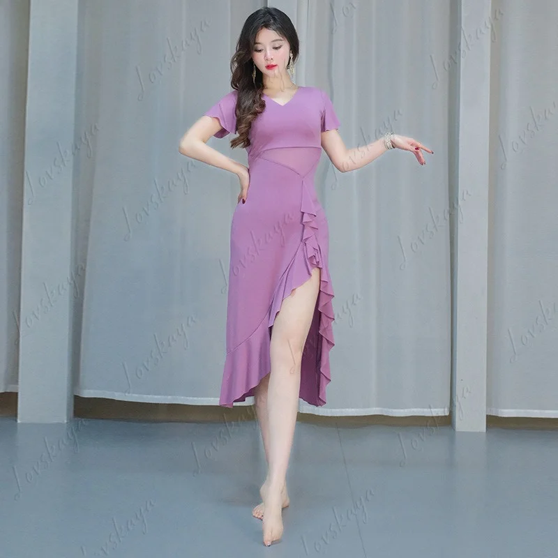 adult-sexy-v-neck-belly-dance-dress-short-sleeve-oriental-dancewear