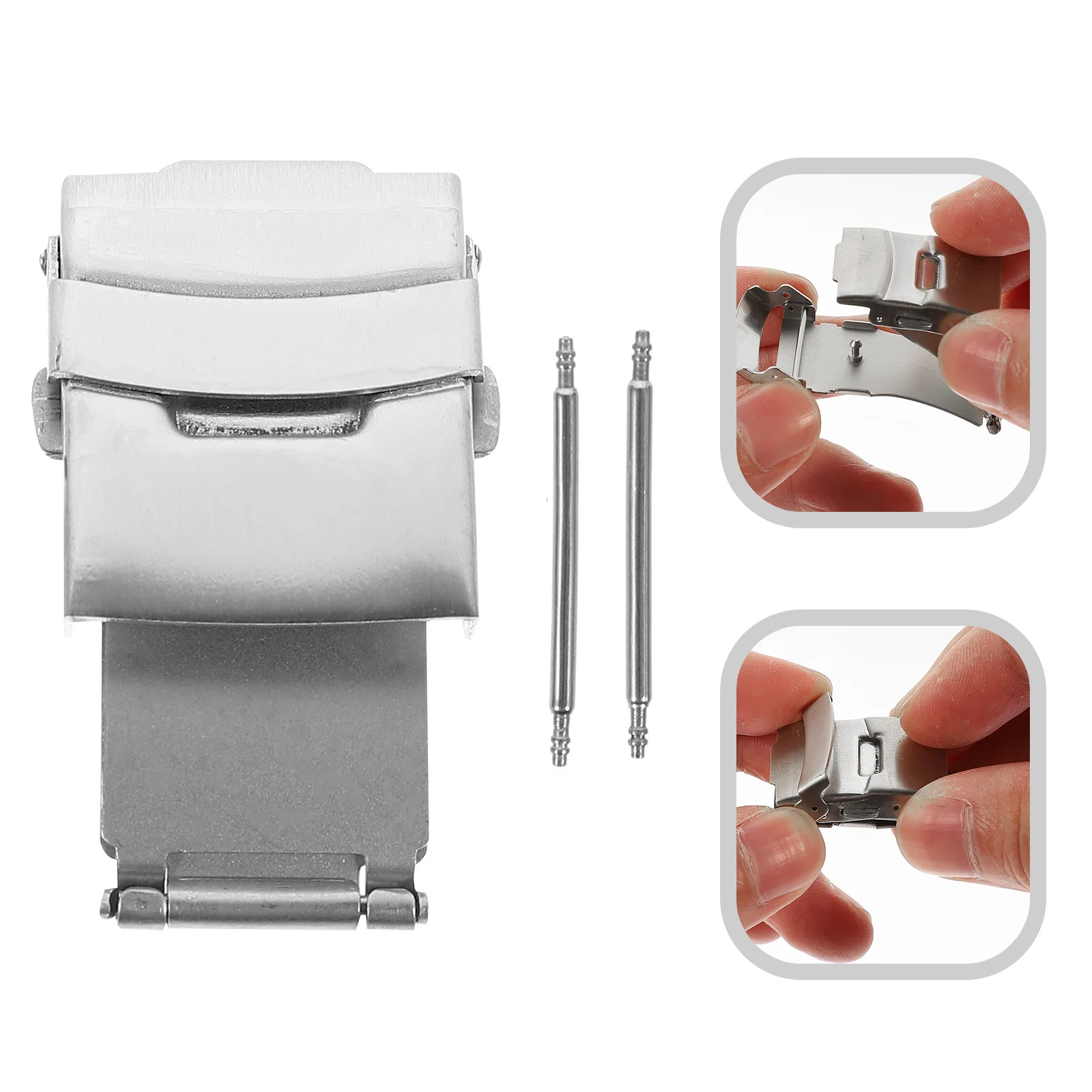 

1Set Stainless Steel Watch Buckle Universal Design Firmly Fastened Easy to Replace Watch Strap Clasp Repair Supplies