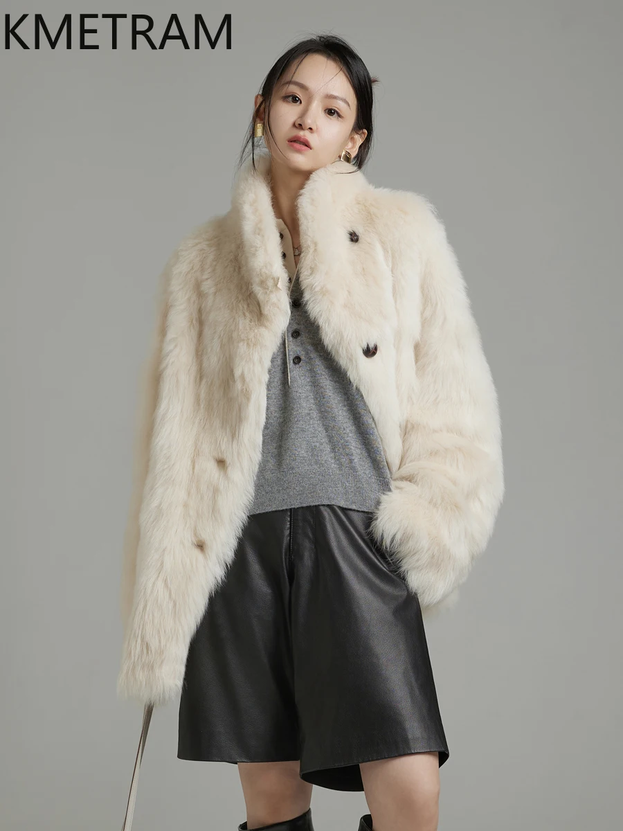 KMETRAM Naturalny płaszcz z owczej skóry Toskania z wełną, średniej długości, modny płaszcz zimowy damski 2025, manteaux hiver femme