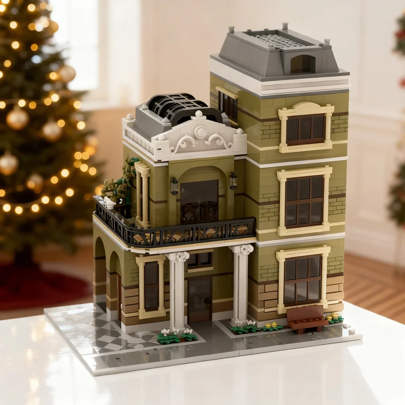 

3012 деталей MOC: Модульная модель кафе на внутреннем дворике, строительные блоки, подарок для самостоятельной сборки, креативный коллекционный декор, премиум-класс для взрослых
