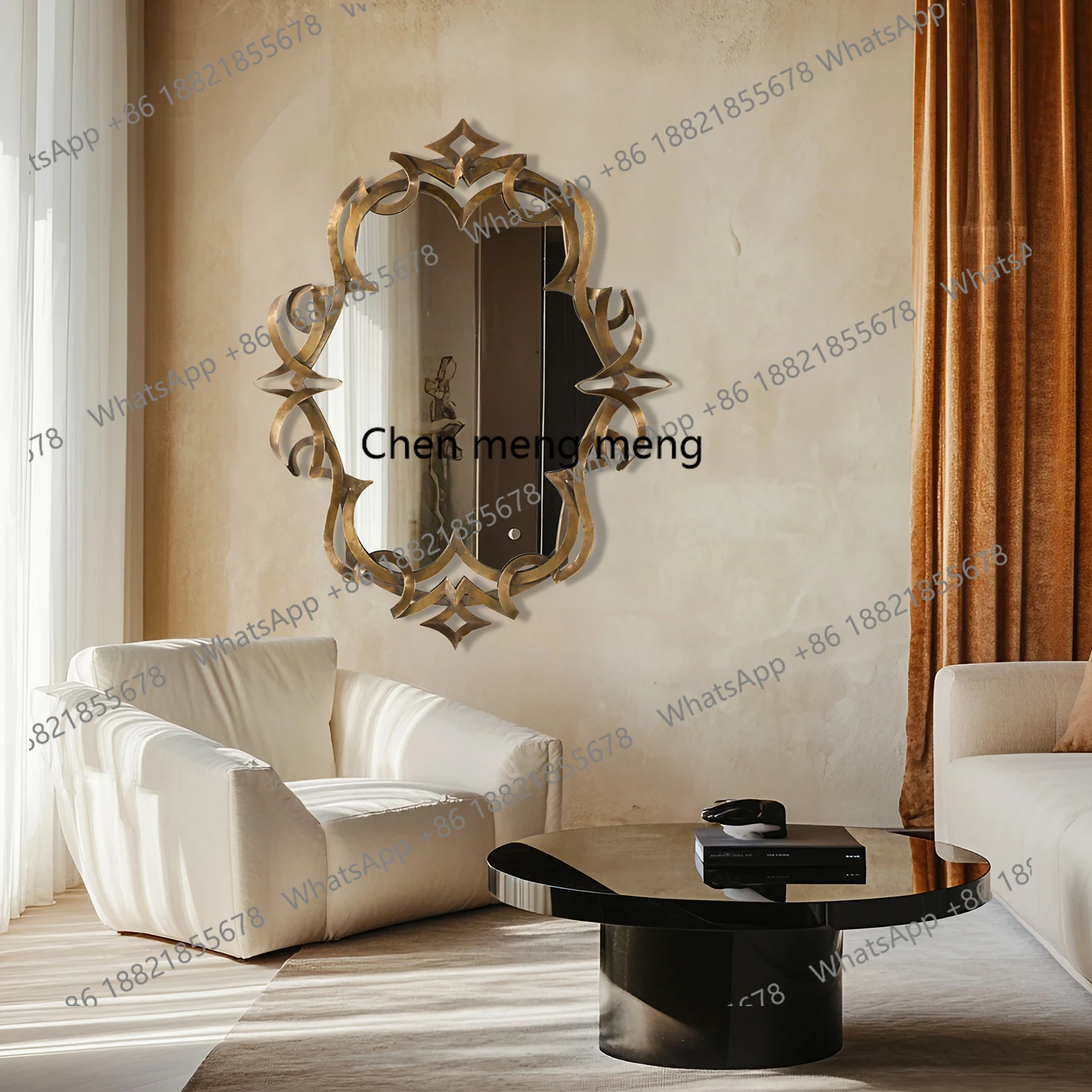 European retro vanity mirror, bedroom vertical decoration, exquisite carved living room enigma mirror
