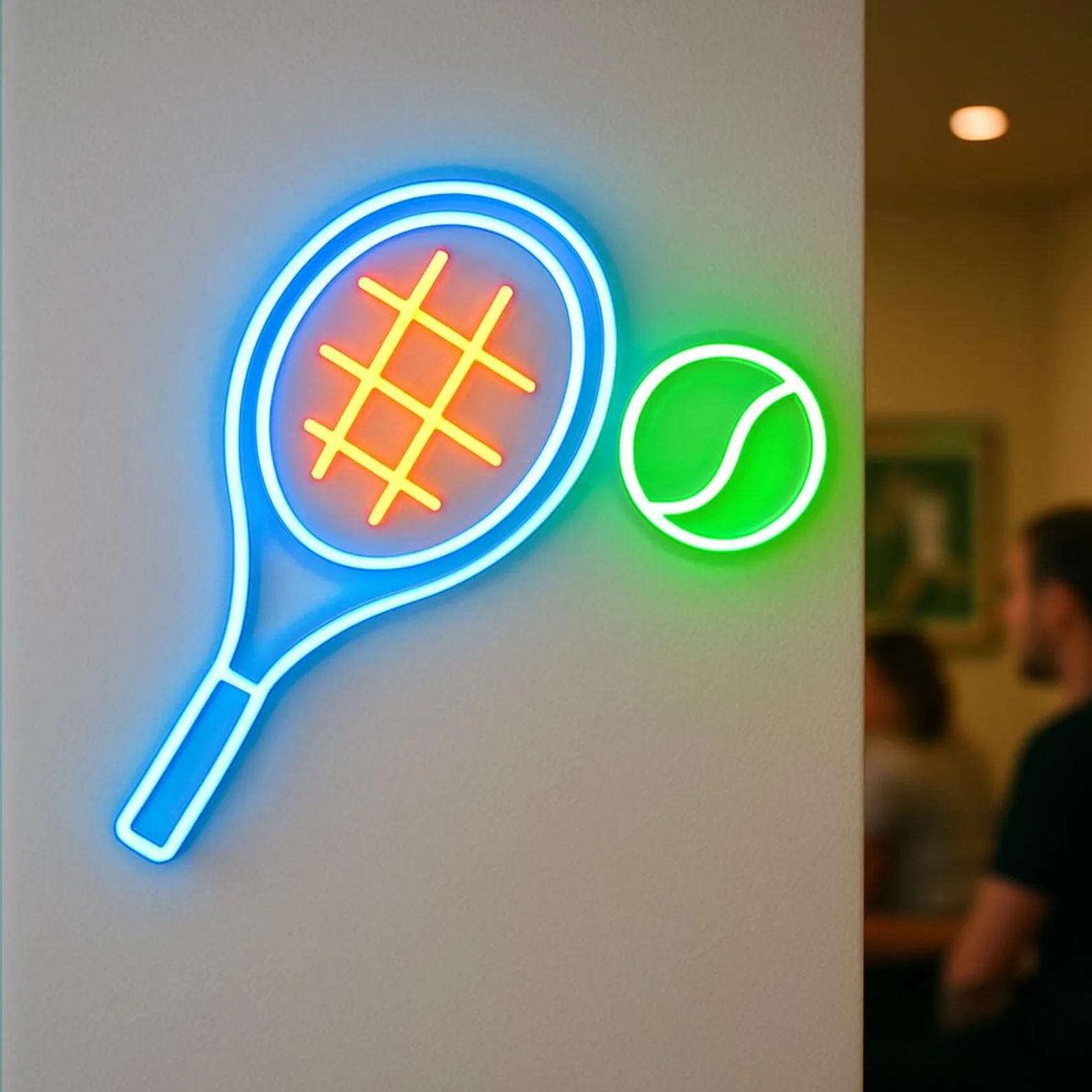 

Теннис Неоновая вывеска. Свет спортивных клубов, светодиодная вывеска фитнес-центров, идея подарка для спортсмена, теннисная ракетка и неоновый декор с мячом
