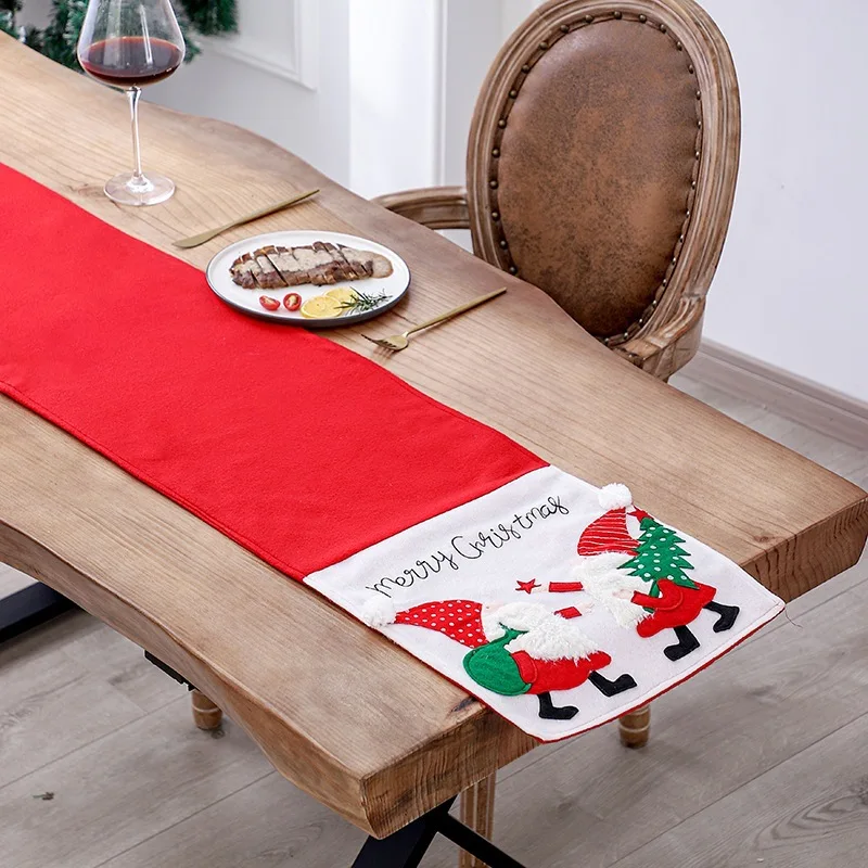 American Santa Claus Table Flag Family Pulling Red Velvet