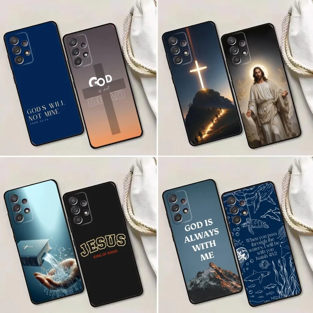 Bible Verse Jesus Christ Christian Phone Case For Samsung Galaxy A13,A21s,A22,A31,A32,A52,A53,A71,A80,A91 Soft Black Phone Cover