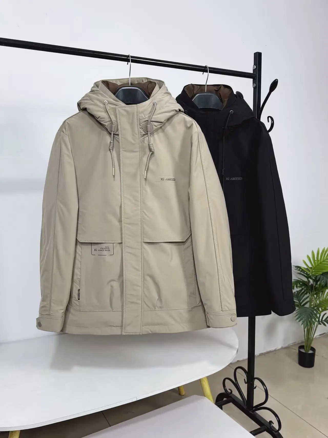 

Мужская утепленная куртка с капюшоном 90 Du Down, ветрозащитная, теплая, повседневная, на молнии, с длинными рукавами, стандартный крой