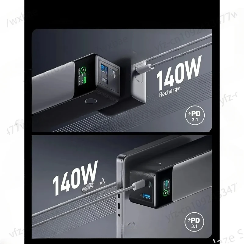 140W output intelligent digital display mobile power High capacity 24000mAh 3-port portable charger