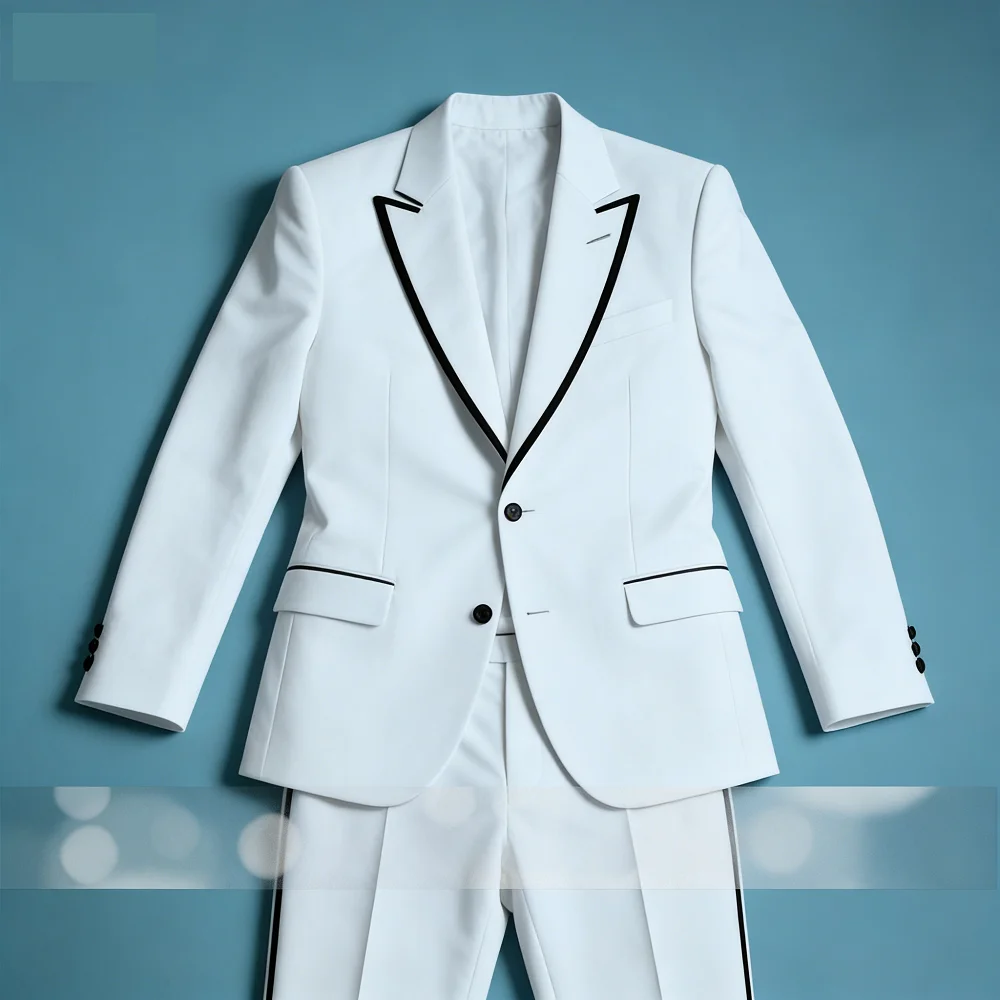 

Elegante céu azul terno masculino elegante pico lapela 3 peças clássico traje sob medida para casamento noivo baile de formatura