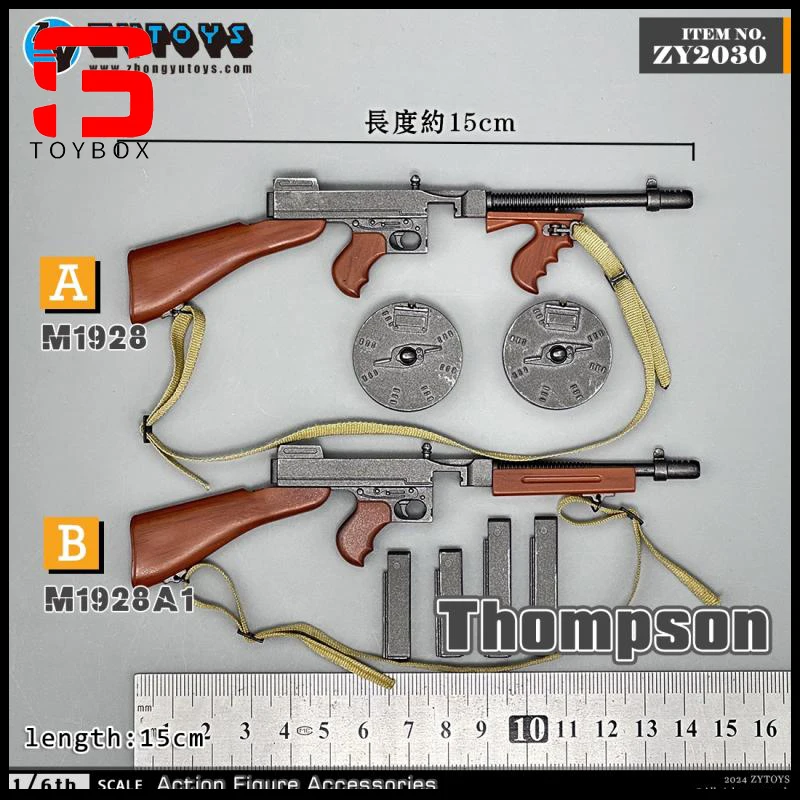 ZYTOYS ZY2030 1/6 Scale M1928 Thompson Submachine Gun Weapon Model Scene Accessories Fit 12'' Soldier Action Figure Body Dolls