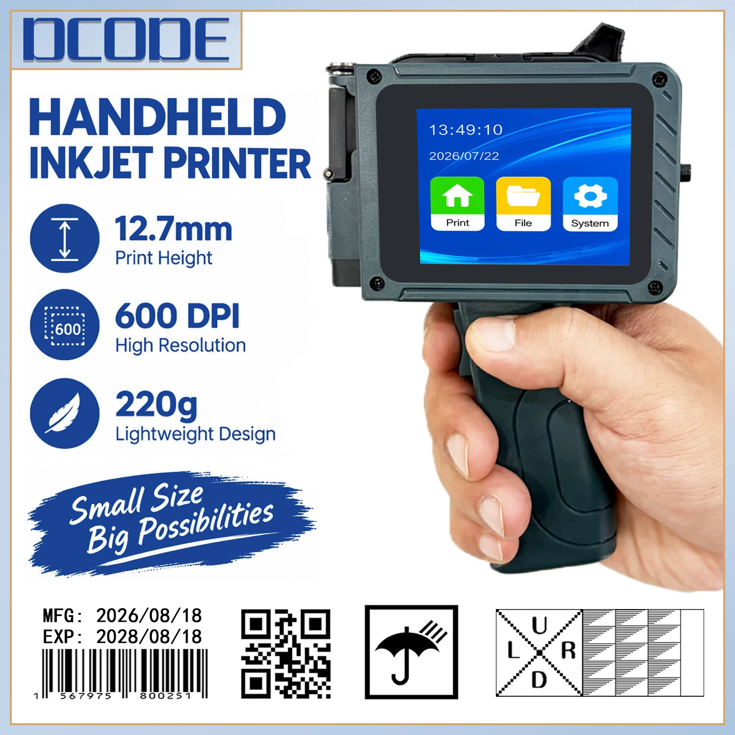Coding Machine Date Printer Inkjet - DCODE DC15, Printer Inkjet Portabel 12,7