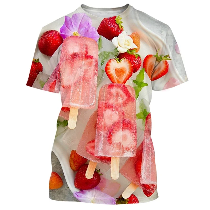 Summer New 3D Printed T-shirt Ice Cream Men T-shirts Trendy Fashion Casual Street Oversized T Shirt O-neck Children Tees