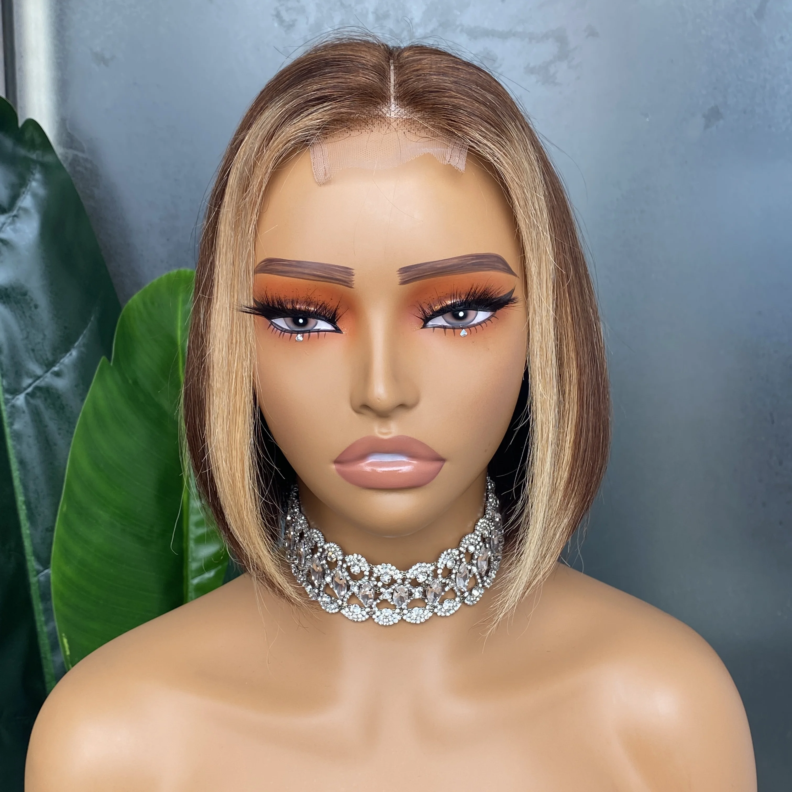 

P4/27 Straight 2x6 Transparent Lace Closure Bob Remy Human Hair Wig