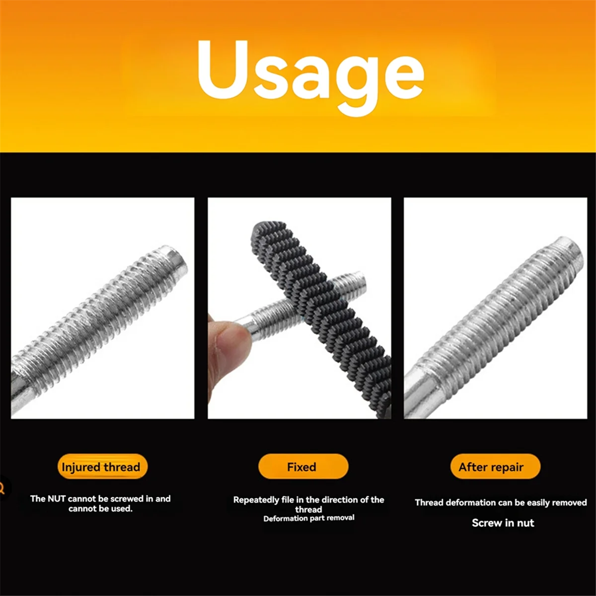 

A47ZZ 4PCS Thread Repair Tool Portable Thread Restoring File for Studs Pipe Screws for BSP/PF SAE/UN BSW/BSF Metric