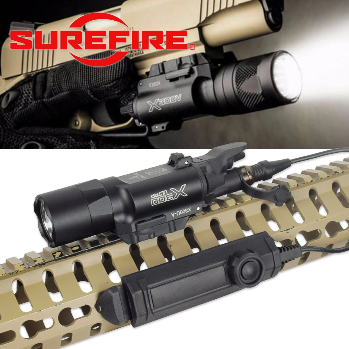 Tactical SureFire X300 X400 Flashlight Airsoft For Glock 17 Hunting Pistol 20mm Rail X300U X400U SF Weapon Gun LED Light