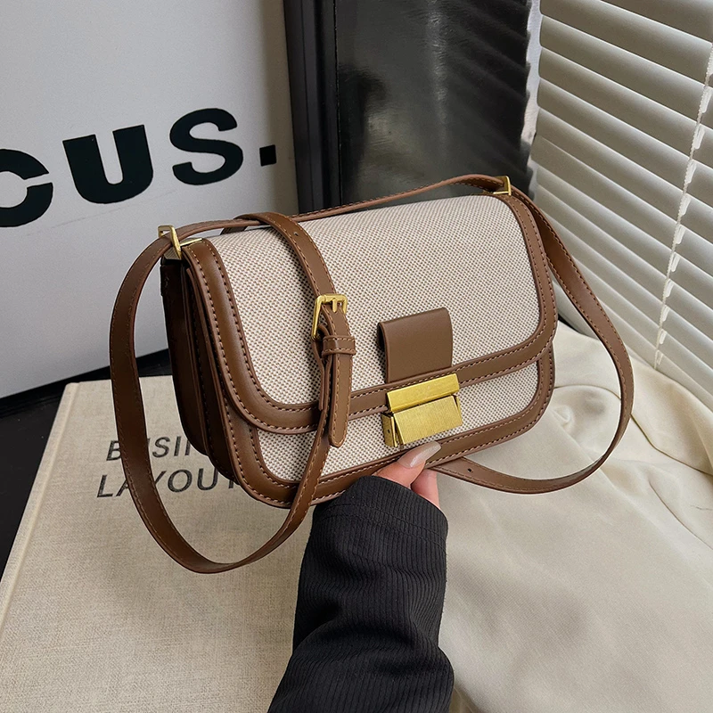 

Simple Fashion Design Women Messenger Bag PU Leather Canvas Square Bag Casual Style Female Cross Body Bag Shoulder Bag