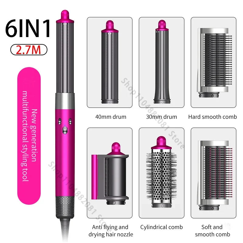 6IN1 Föhn Borstel Wrap 30/40mm Thermische Curling Rechttrekken 1300W Hot/Koude Lucht Auto haar Styling Elektrische Haardroger Borstel