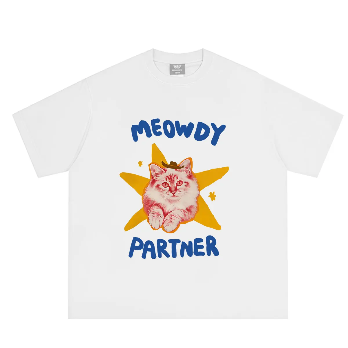 Meowdy Partner Funny Cat Meme Tshirt Men Women Aesthetic Trend T-shirt Summer Short-sleeved Loose Casual Cotton Harajuku T-shirt