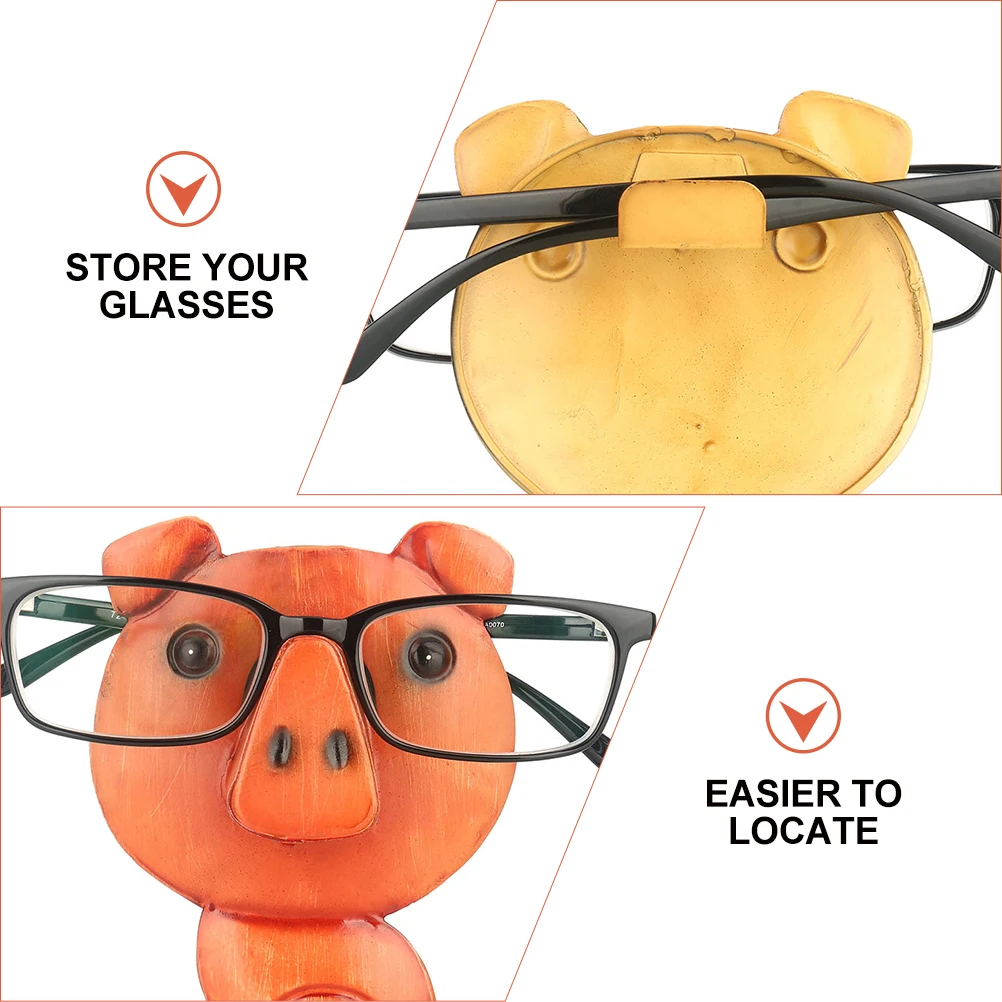 

1Pcs Cartoon Pig Shaped Eyeglass Holder Iron Art Glasses Stand Desktop Decorative Accessory Home Office Ornament