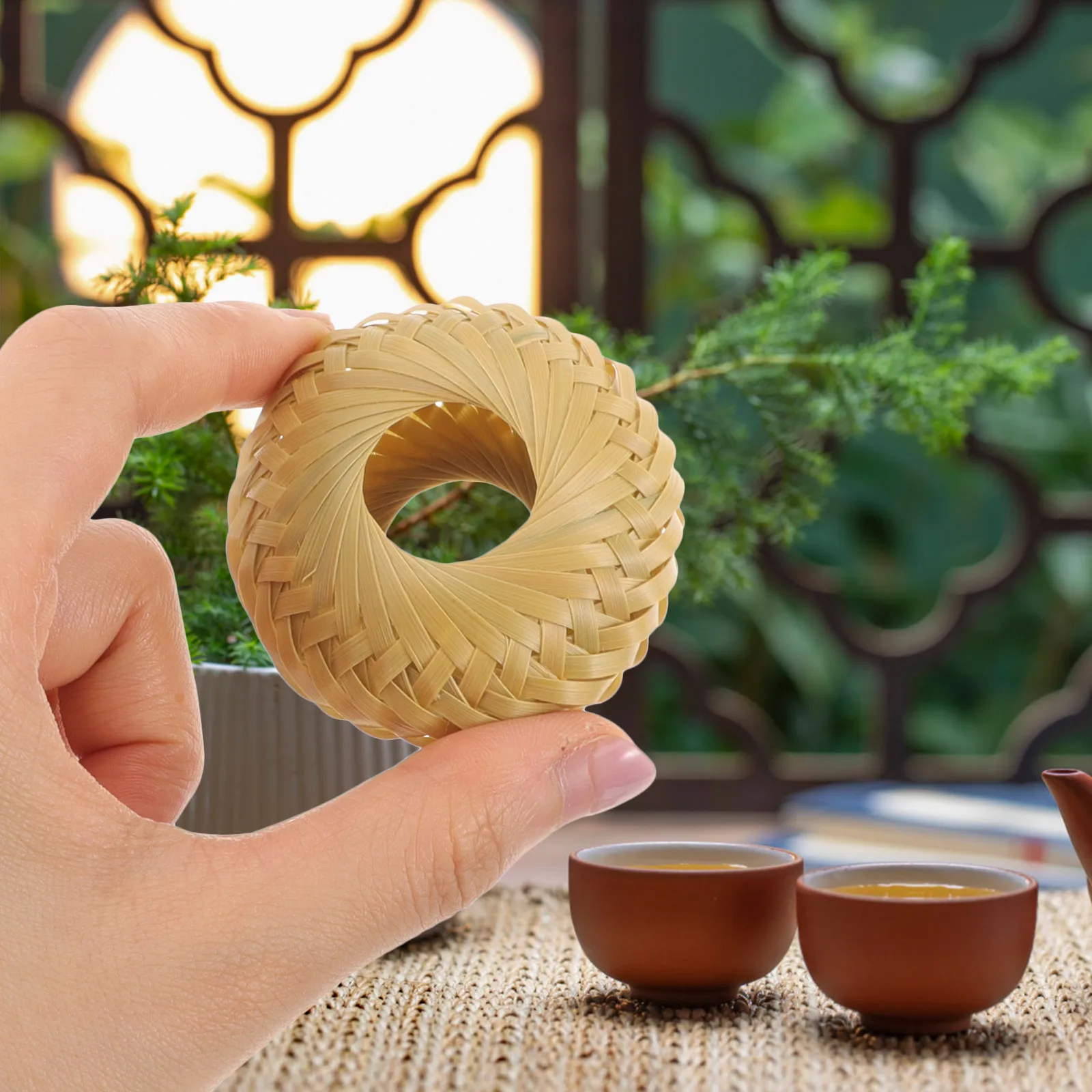 

Bamboo Teacup Lid Holder Teapot Cover Stand Decorative Tea Room Adorn Household Kitchen Tea Cup Lid Rack Protective Base Storage